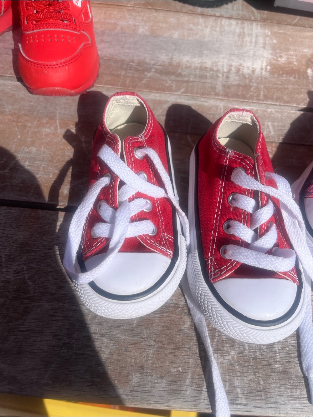 Converse Red Low-Top Canvas Kids Sneakers with White Laces